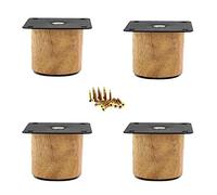 4x Pieds de Meubles en Bois Massif,Pattes de Canapé-Lit de Rechange,Pied de Meuble TV Rond DIY,Moderne Table Basse Placard Table de Chevet Jambes,avec Accessoires de Montage,Bois d'hévéa (5cm/2")
