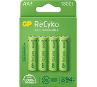 4x piles rechargeables AA/R6 GP ReCyko série 1300 Ni-MH 1300mAh