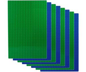 4x Plaques de Base de Blocs de Construction Vertes et 4x Bleues | Créez des fondations solides pour les villes, les châteaux et plus encore avec un pack de8 plaques de base