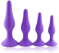 4x Plug Anal Set Metal | Butt Plug Forme de Coeur avec Diamant | Taille S+M+L | silicone