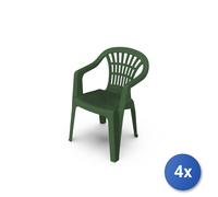 4x Poltrona En Plastique Monobloc Lyra Vert Ipae progarden, 56X54X80Cm