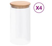 4x Pots de Conservation en Verre Couvercle en Bambou 1200 ml Bocaux vidaXL