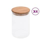 Pots de conservation - vidaXL - 4 pcs - Verre transparent - Couvercle en bambou - 800 ml