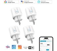 4x Prise intelligente WiFi WLAN avec mesure de l'intensité et commande vocale, minuterie, application SmartLife, Mini Smart Plug, Alexa & Google