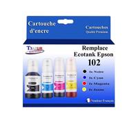 - 4x Recharges compatibles avec Epson EcoTank ET-2756, ET-2850, ET-2851, ET-2856, ET-3700, 102