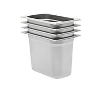 4x Récipients Gastronorm GN 1/4 Plaque de Cuisson Plateau de Service Plateau Empilable Restaurant Maison Cuisine Hôtel Intérieur 200 mm Inox 50904