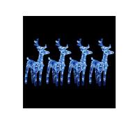 4x Rennes de Noël 160 LED Décoration de Noël Rennes Illuminés Décoration de Vacances Ornement de Fête Jardin Extérieur Bleu Acrylique