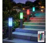 4x RGB LED Extérieur Jardin Lampe Inox Embase Support de Variateur Télécommande