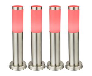 4x RGB LED Lampes Debout Jardin Eclairage extérieur TÉLÉCOMMANDE Acier inoxydable Cour Entrée Lampes à intensité variable