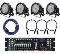 4x RGB LED Lumière PAR Jeux Scène Éclairage DJ Fête Disco Câbles Contrôleur DMX