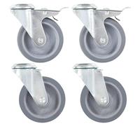 4 pcs Roulettes pivotantes à trou de boulon 100 mm