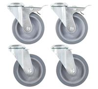 4x Roulettes Pivotantes à Trou de Boulon 100 mm Meuble Chariot Roulant vidaXL