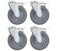 4x Roulettes Pivotantes à Trou de Boulon à Double Frein 125 mm Chariot vidaXL