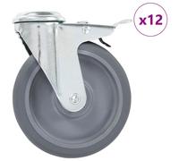 4x Roulettes Pivotantes à Trou de Boulon à Double Frein 125 mm Chariot vidaXL
