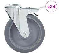 4x Roulettes Pivotantes à Trou de Boulon à Double Frein 125 mm Chariot vidaXL
