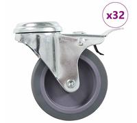 4x Roulettes Pivotantes à Trou de Boulon à Double Frein 75 mm Chariot vidaXL