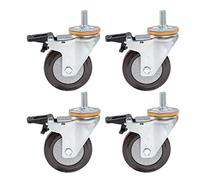 4X roulettes, roulettes de Meuble de Chariot, Tige filetée pivotante M14/M16, Usage intensif, avec Frein, Roulette pivotante en Caoutchouc, capacité de Charge maximale 344 kg