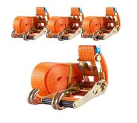 4X Sangle À Cliquet Professionnelle 2-Pièces 8M 4T 4000KG TÜV/GS OR