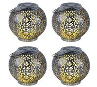 4x Solar Lampe à suspendre LED Lampe de jardin Capteur de crépuscule Noir Batterie H 17 cm