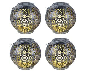 4x Solar Lampe à suspendre LED Lampe de jardin Capteur de crépuscule Noir Batterie H 17 cm