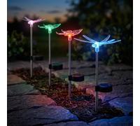 4X Solar LED Lampe À Piquet Papillon Changeur De Couleur Éclairage De Jardin