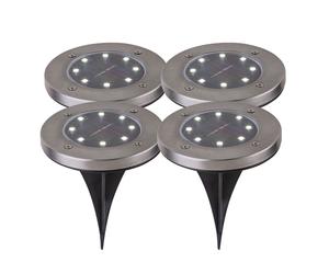 4x Solar Spot extérieur Lampe en acier inoxydable Imperméable OUTDOOR Éclairage de chemin Jardin Terrasse Pelouse Allée Piquet de terre Lampe de sol