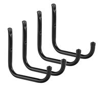 4x Support Mural pour Vélo avec Crochet à Outils Acier Noir