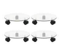 4x Supports Roulants à Plantes 28 cm Verre Trempé Rond Chariots Base vidaXL