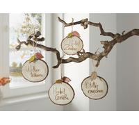 4x suspensions décoratives "Salutations d'automne" en bois, petites rondelles d'arbre avec des phrases, décoration à suspendre, décoration d'automne
