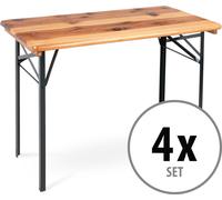 4x Table Jardin Terasse Pliable Bois Extérieur Meuble Camping Bière Balcon 117cm
