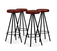 4x Tabouret de Bar Cuir Véritable et Acier Chaise Fauteuil de Bistrot vidaXL