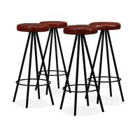 4x Tabouret de Bar Cuir Véritable et Acier Chaise Fauteuil de Bistrot vidaXL
