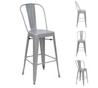 4x Tabouret De Bar Hwc-A73, Chaise De Comptoir Avec Dossier, Métal, Design Industriel Gris Multicolore