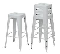 4x Tabouret De Bar Hwc-A73, Chaise De Comptoir, Métal, Empilable, Design Industriel Blanc Multicolore
