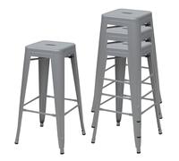 4x tabouret de bar HWC-A73, chaise de comptoir, métal, empilable, design industriel gris