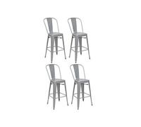 4x tabouret de bar HWC-A73, chaise de comptoir avec dossier, métal, design industriel gris