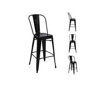 4x tabouret de bar HWC-A73, chaise de comptoir avec dossier, métal, design industriel noir