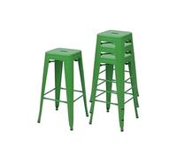 4x Tabouret de bar HWC-A73, pour comptoir, métal, style industriel, empilable vert