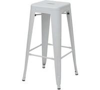 4x tabouret de bar HWC-A73, chaise de comptoir, métal, empilable, design industriel blanc