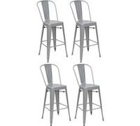 4x tabouret de bar HWC-A73, chaise de comptoir avec dossier, métal, design industriel gris