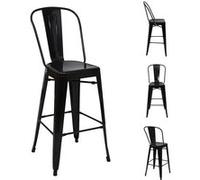 4x tabouret de bar MENDLER HWC-A73 métal design industriel noir Noir G
