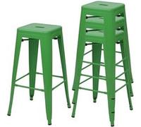 4x Tabouret de bar HWC-A73, pour comptoir, métal, style industriel, empilable vert