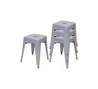 4x tabouret HWC-A73 en métal, design industriel, empilable gris