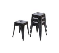 Mendler Tabouret HWC-A73 métal design industriel empilable noir – lot de 4