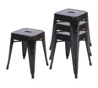 4x tabouret HWC-A73 en métal, design industriel, empilable - noir