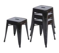 4x Tabouret Hwc-A73 En Métal, Design Industriel, Empilable Noir Multicolore