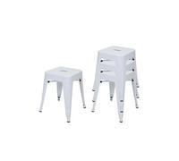 4x Tabouret HWC-A73, métal, style industriel, empilable blanc