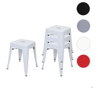4x Tabouret HWC-A73, métal, style industriel, empilable blanc