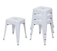 4x Tabouret Hwc-A73, Métal, Style Industriel, Empilable Blanc Multicolore
