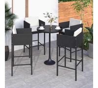 4x Tabourets de Bar avec Coussins Noir Résine Tressée Chaises Comptoir vidaXL